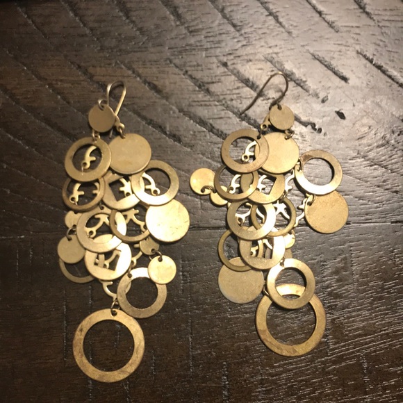 EUC Express Earrings Gold circles - Picture 2 of 2